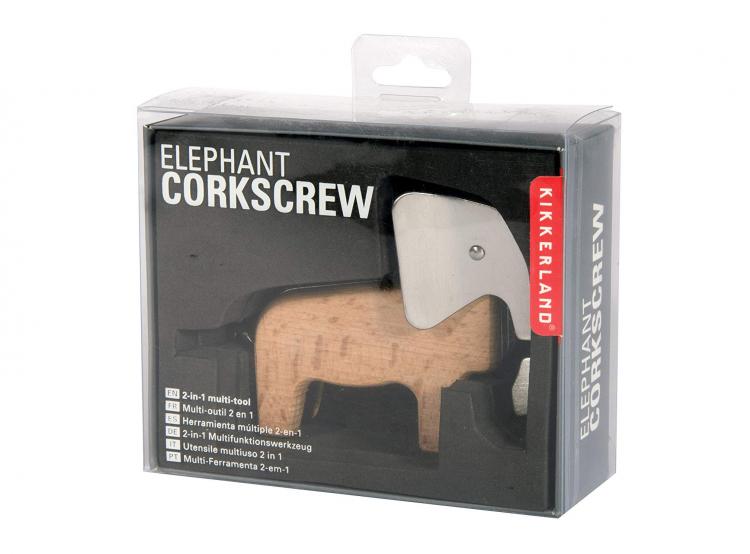 Elephant Corkscrew and Bottle Opener - Wooden Elephant Wine Opener