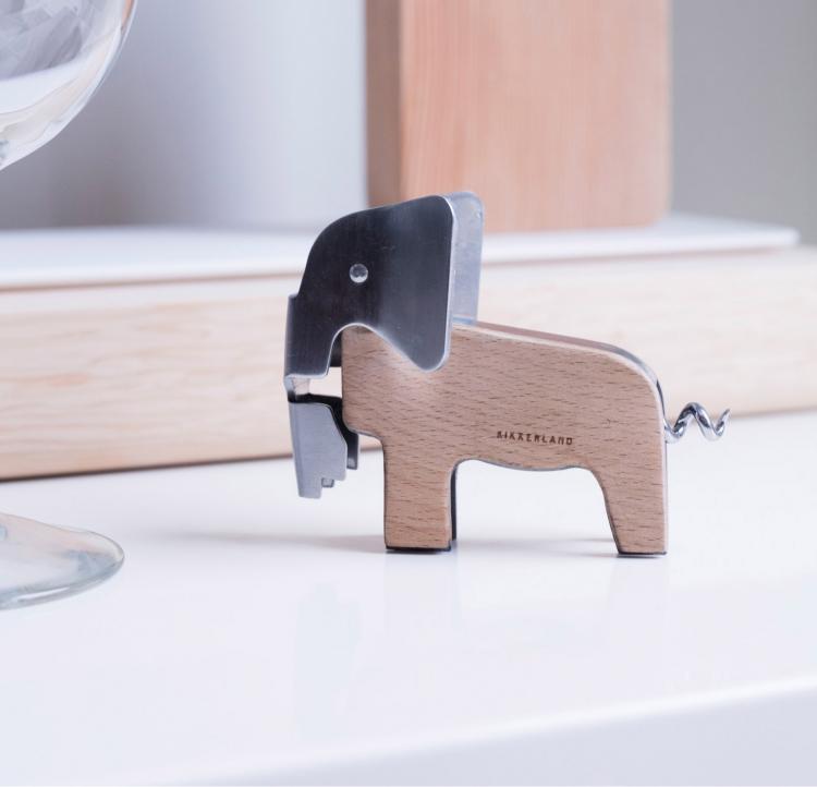 Elephant Corkscrew and Bottle Opener - Wooden Elephant Wine Opener