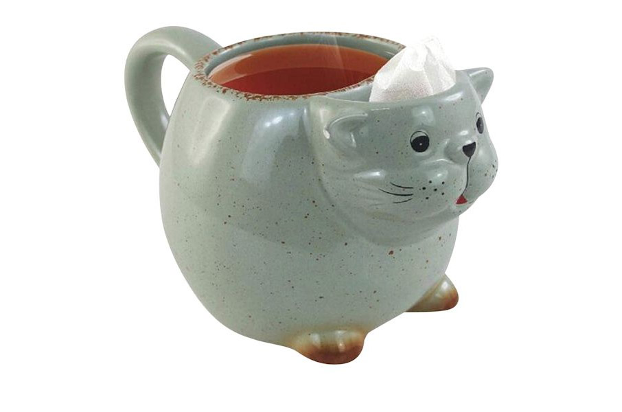 Cute cat Tea Mug - Cat mug holds tea bag in head