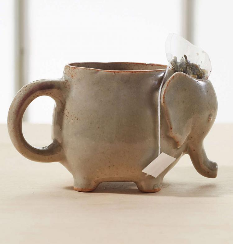 Cute Elephant Tea Mug - Elephant mug holds tea bag in head