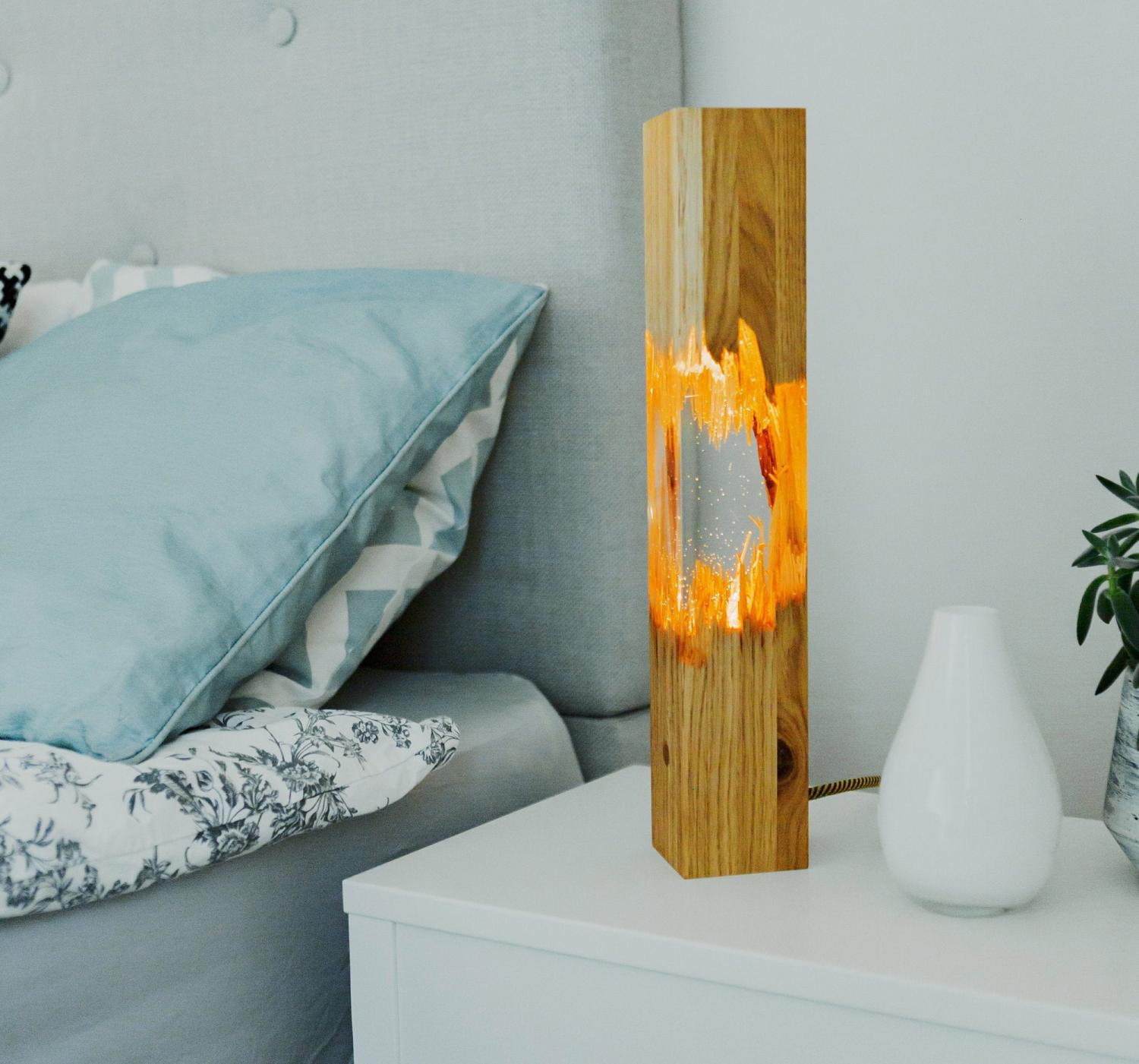 These Beautiful Epoxy Wooden Lamps Are Made From a Broken Piece of