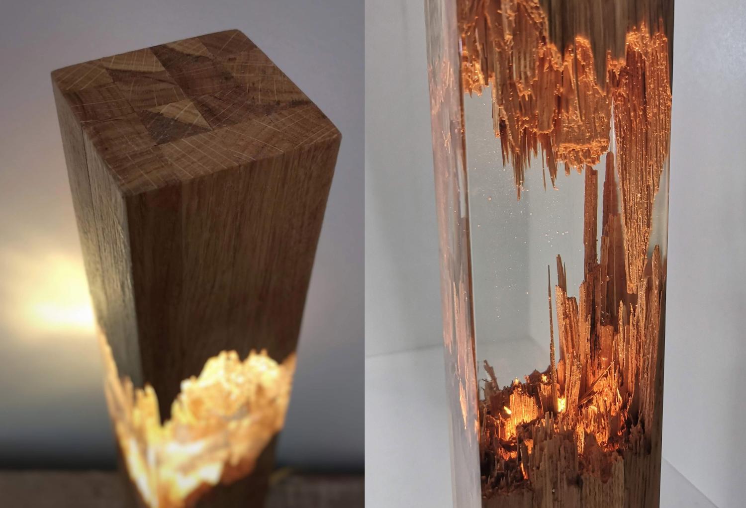 These Beautiful Epoxy Wooden Lamps Are Made From a Broken Piece of