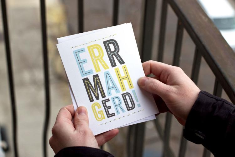 ERRMAHGERD Cut Out Paper Shot Glass Card