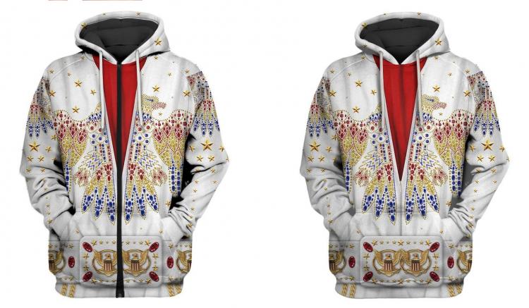 Elvis Print Hoodie - Elvis design printed clothes