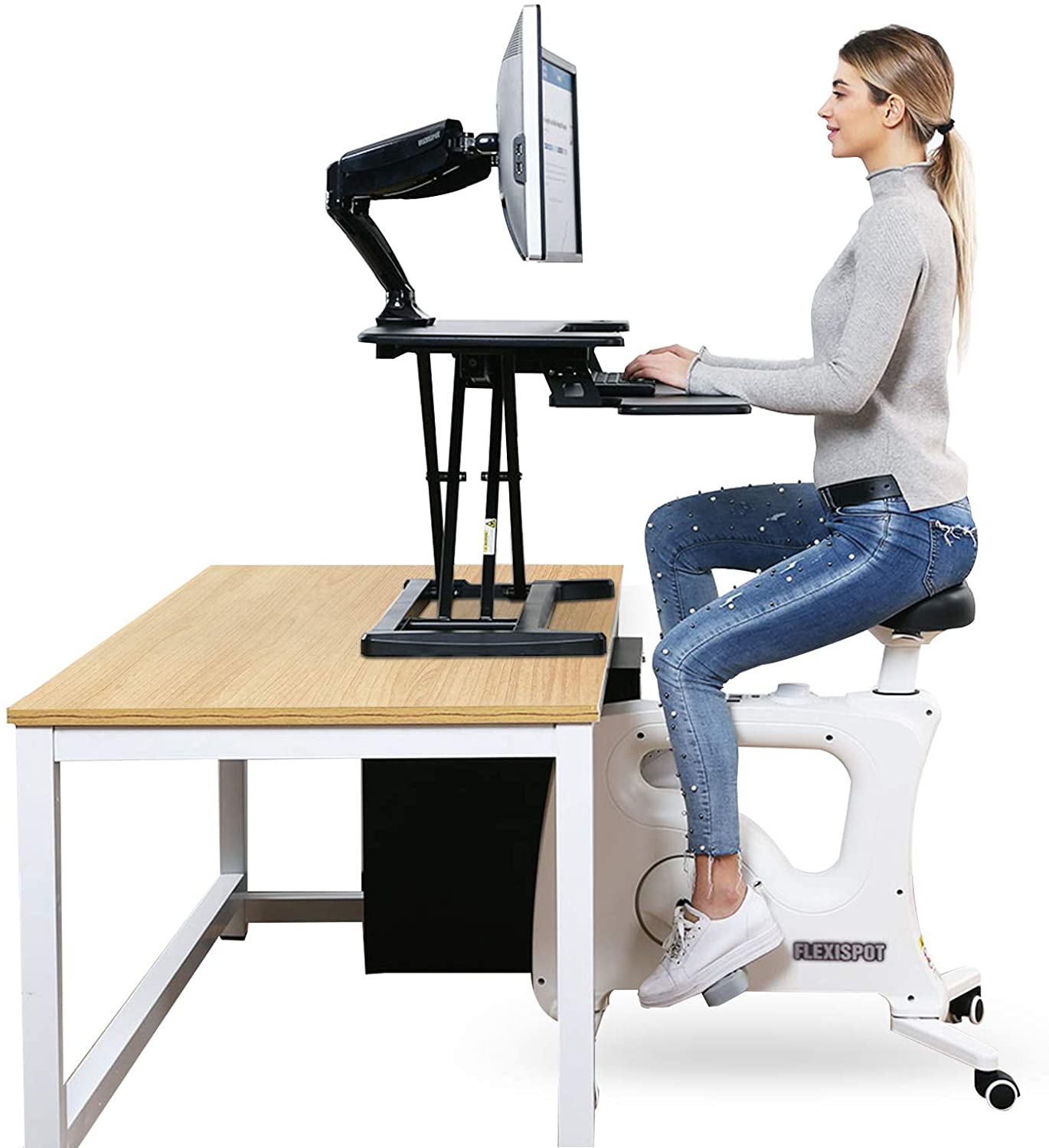 Exercise bike cheap computer desk