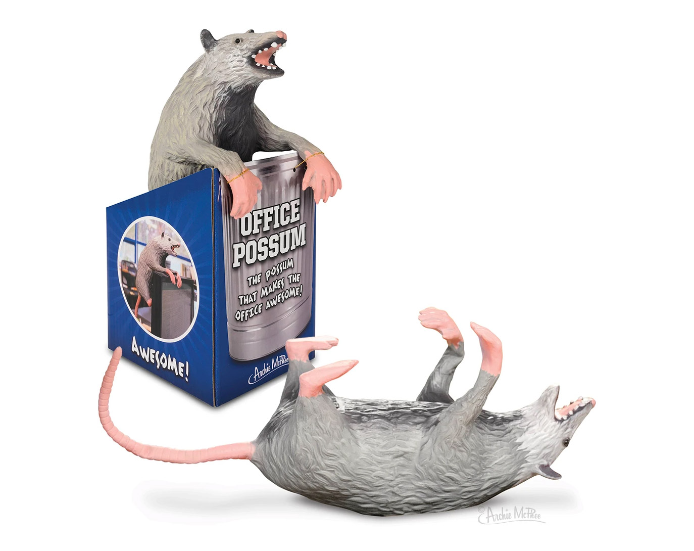 Fake office possum - Funny prank possum for the office trash can
