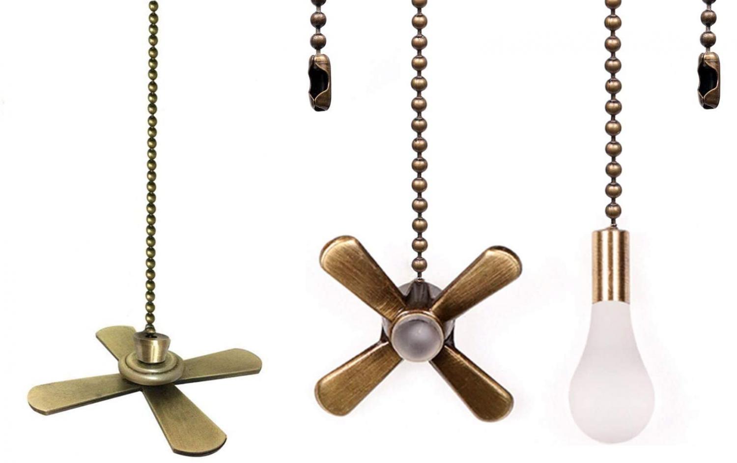 Fan and Light Bulb shaped pull-string chain set