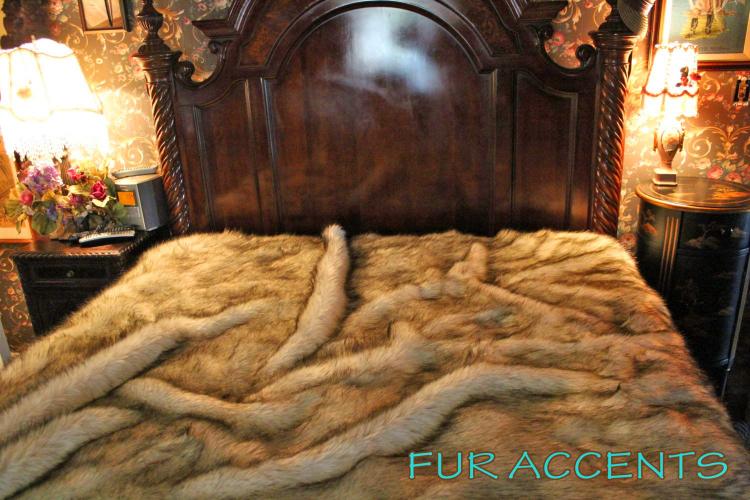Faux Wolf Fur Bedspread - Fake coyote fur bedspread
