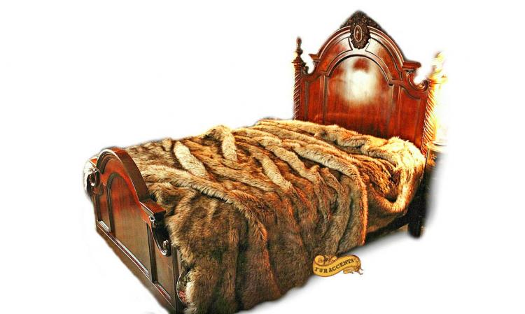 Faux Wolf Fur Bedspread - Fake coyote fur bedspread