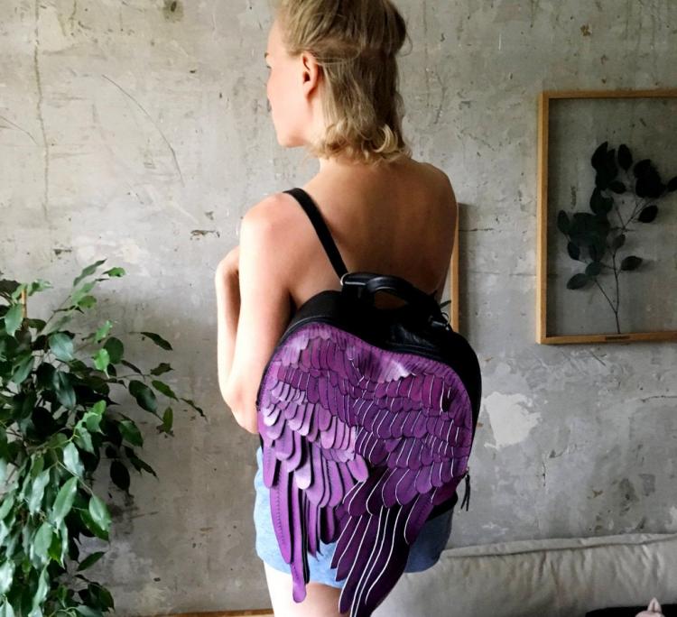 Unique leather backpacks that give you feathery wings - stylish winged backpack
