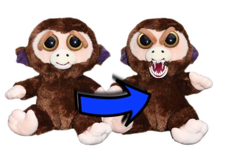 Feisty Pets - Squeeze head to turn from cute to angry - Pissed off stuffed animals - Monkey