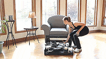 Stow-Away Fitness Equipment That Hides Inside Furniture When Not In Use - folding exercise bike inside armchair