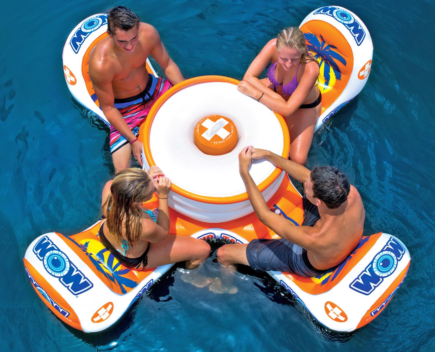 Floating Island 6 Person Pool Float Table With Cooler - Floating card table for the pool