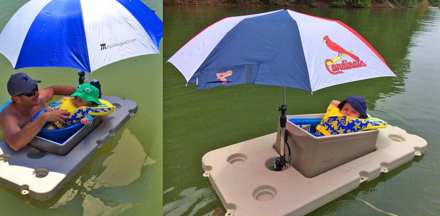 floating cooler floating bar with umbrella and holder 