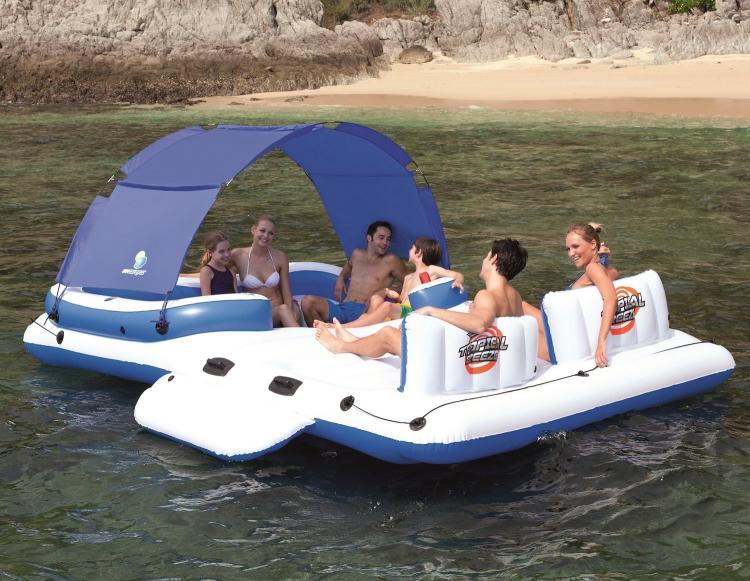 Giant Tropical Island Floating Lake Lounger - CoolerZ Tropical Breeze Inflatable Floating Island