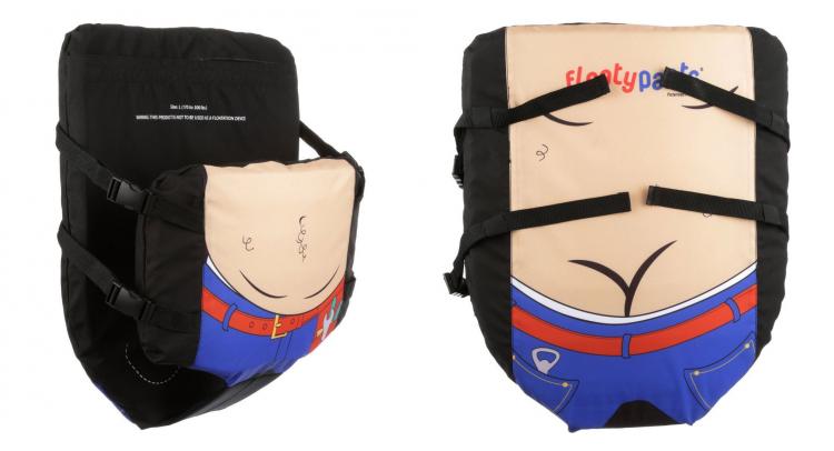 Floaty Pants - hand-free flotating device wraps around your butt - funny life jacket images gives you a thong and plumbers crack