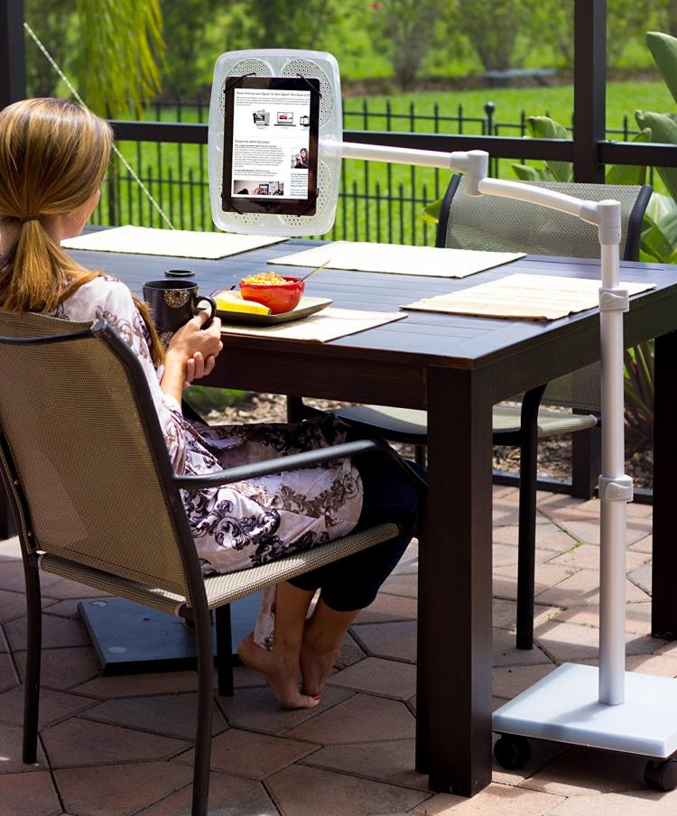 Floor Stand Tablet Holder - Adjustable arm iPad holder - Senior tablet holder