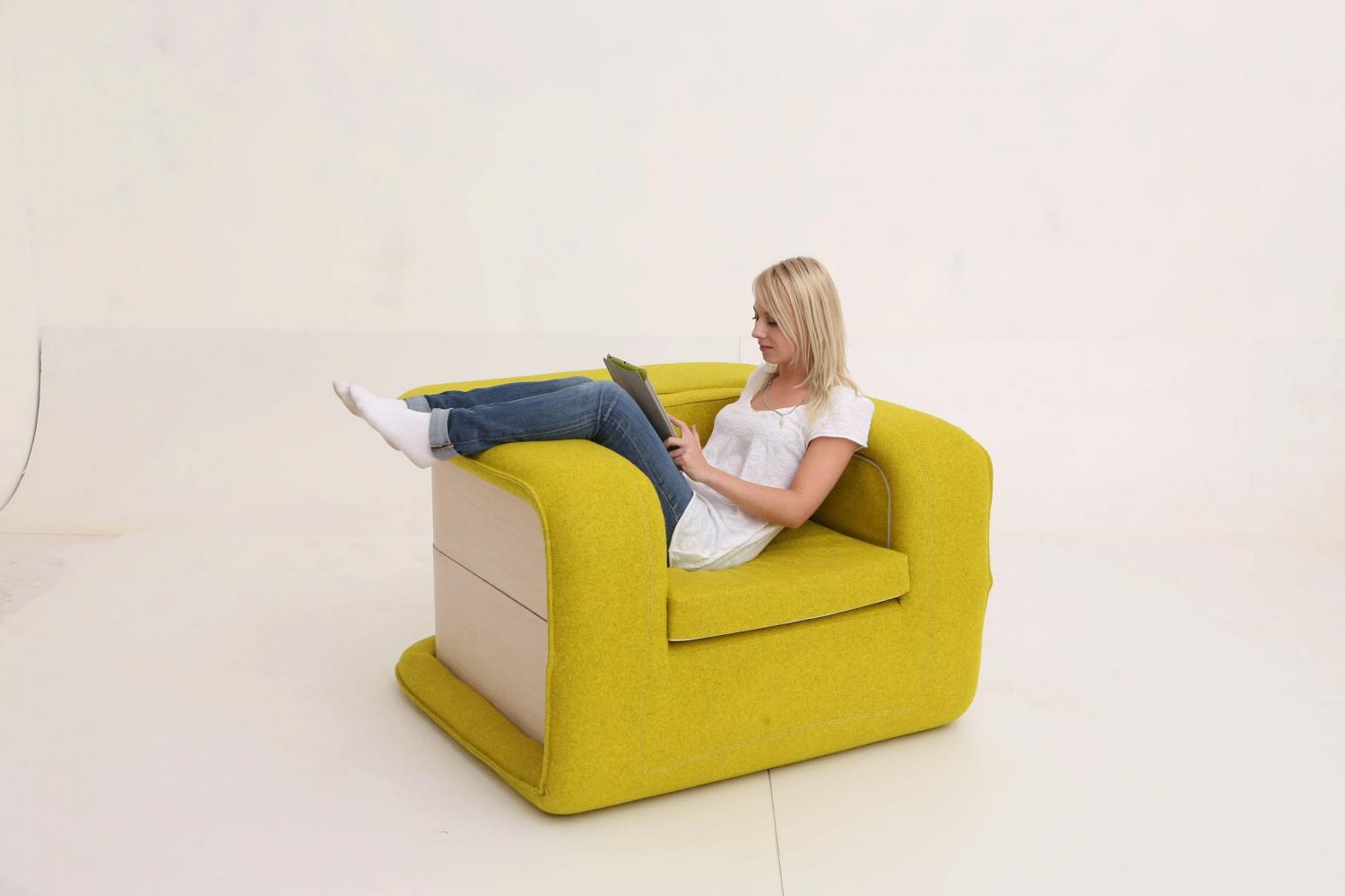 FLOP Multi-functional Arm Chair Instantly Turns Into a Bed - Folding chair bed opens like a book