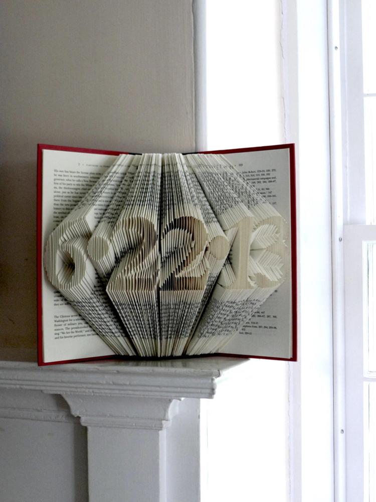 Folded Book Art Turns Book Pages Into Giant 3D Letters - 3D letters book art