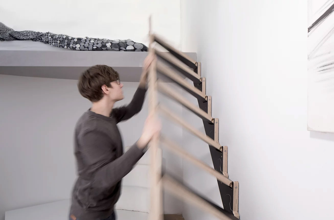 This Folding Staircase Is Perfect For Tiny Homes or Apartments With Lofts