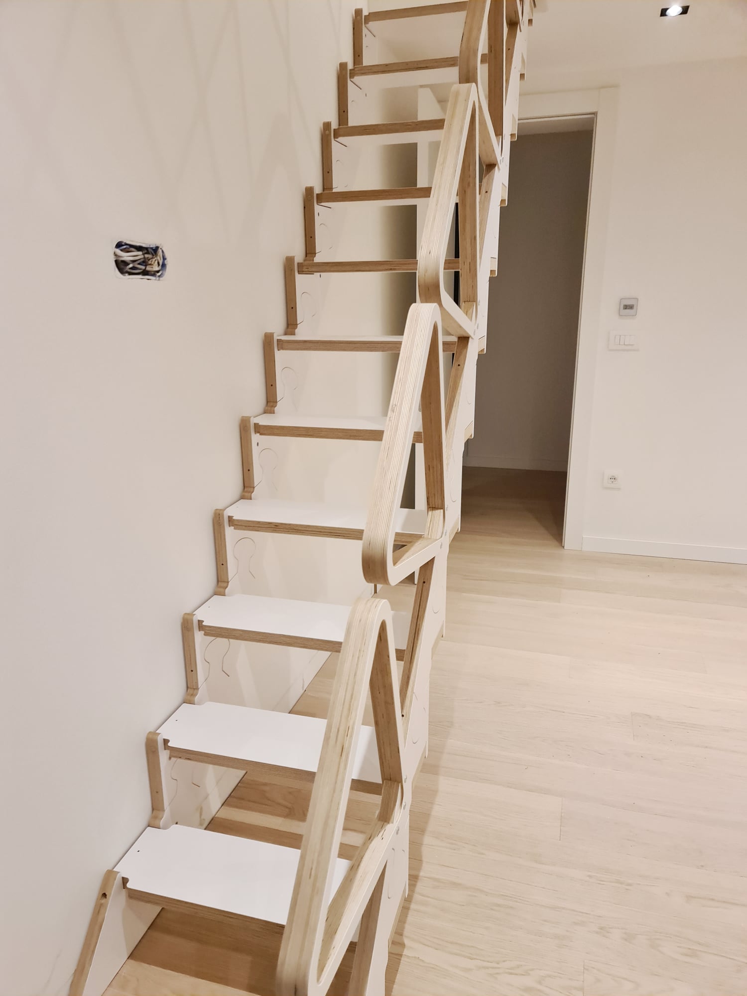 Fold out stairs store from wall