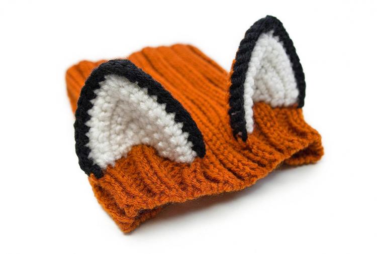 Zoo Snoods - Fox Shaped Dog Hood - Knit dog hood turns your dog into a fox