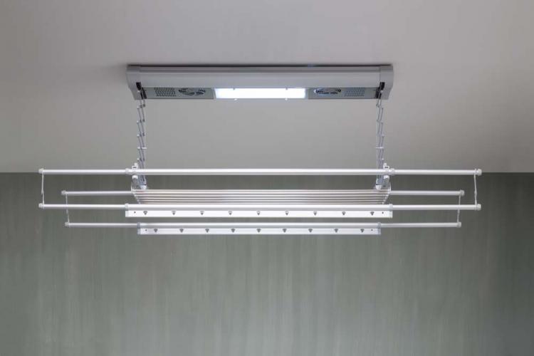 Ceiling-mounted space saving drying rack with remote control