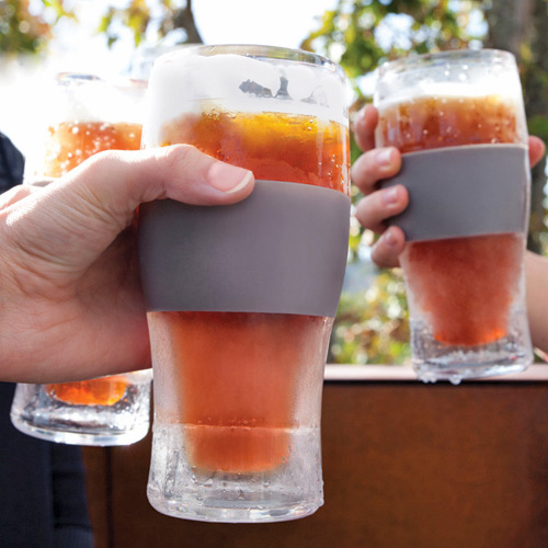 These Freeze Beer Glasses Have a Built-In Silicone Koozie Hand Grip