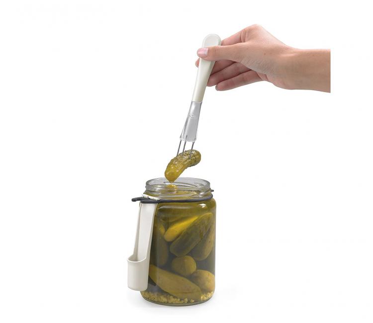 FridgeFork Condiment Fork - Attached to jar pickle fork - olive fork