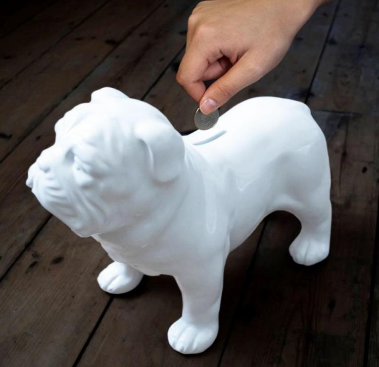 Ceramic Bulldog Coin Bank