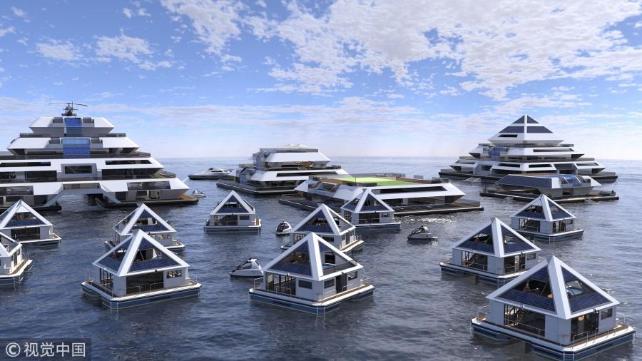 futuristic floating city