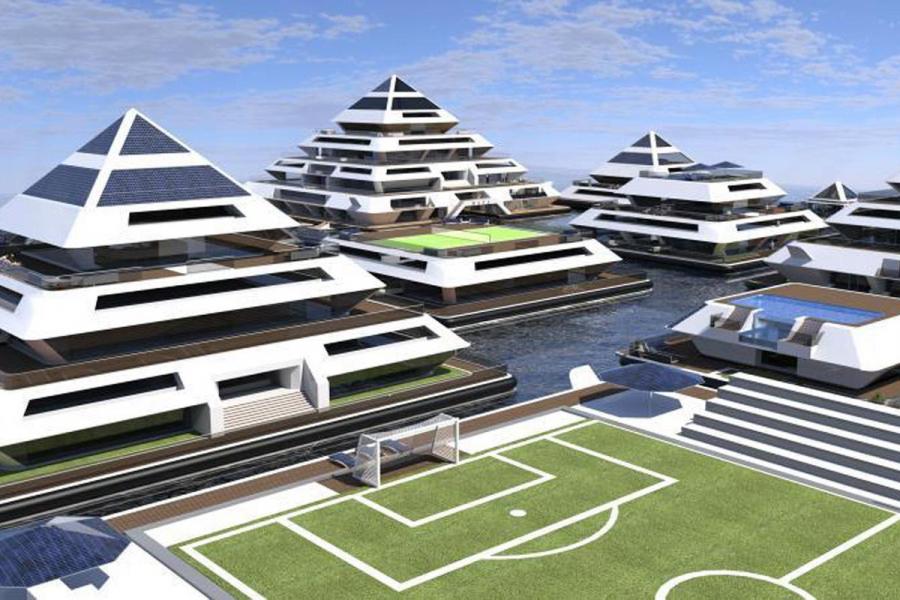 futuristic floating city