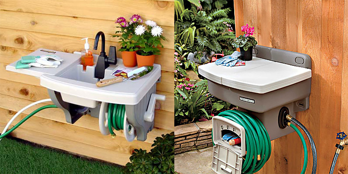 Wall mounted Garden Hose Sink -  Instant Outdoor Sink With No Extra Plumbing Required