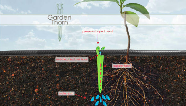 Garden Thorn Underground Plant Watering System - Sub-surface garden irrigation system - Garden Spike garden hose