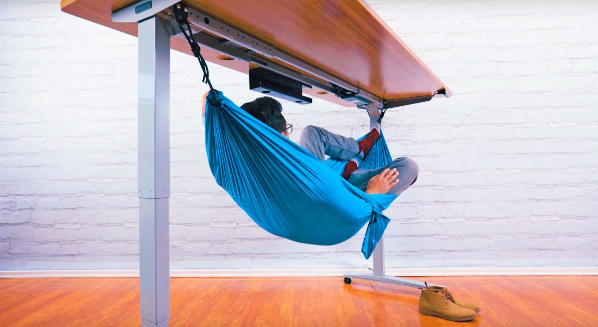 This under desk hammock is for people who work long hours in the offic