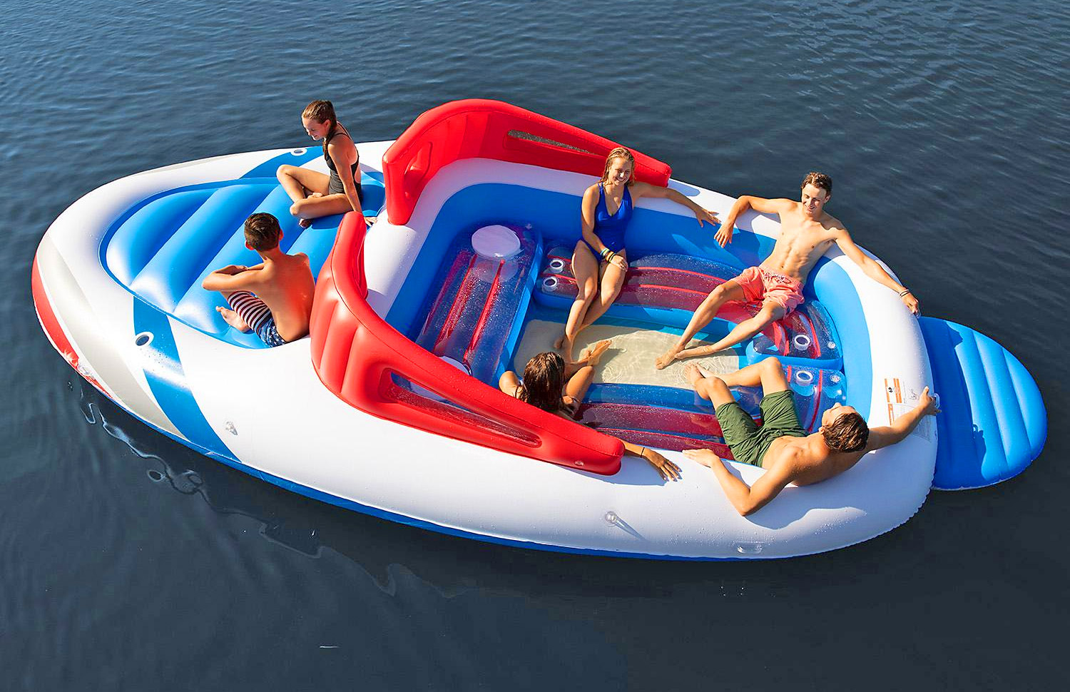 Giant 20-Foot Speed Boat Lake Float - Inflatable life-size Speed Boat lake float