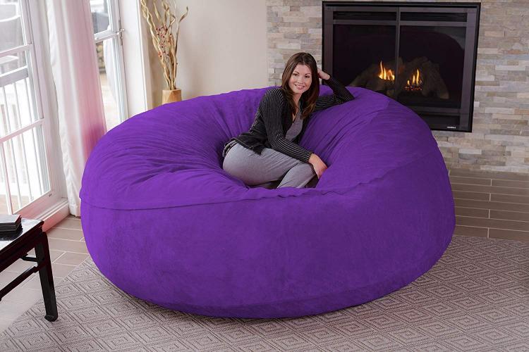 Giant 8 Foot Bean Bag Chair Fits 3 People - Huge 8 Feet Long Chill Sack Lounger