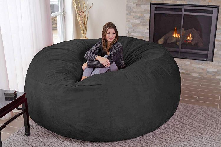 Giant 8 Foot Bean Bag Chair Fits 3 People - Huge 8 Feet Long Chill Sack Lounger