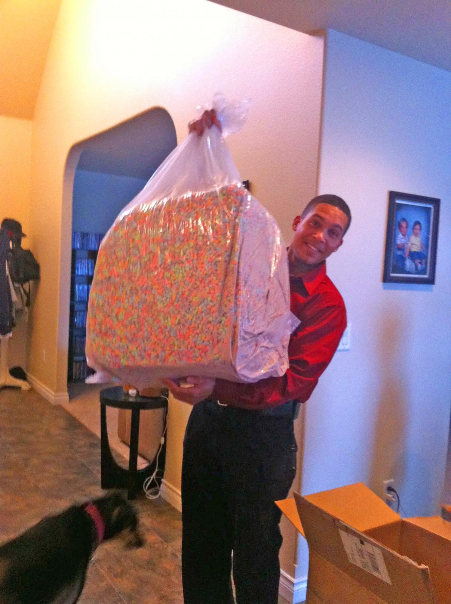 giant 40 lb bag of Lucky Charm's Marshmallows