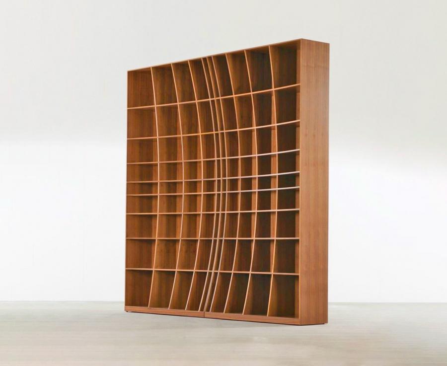 Concave Bookshelf - Inward bending bookcase design