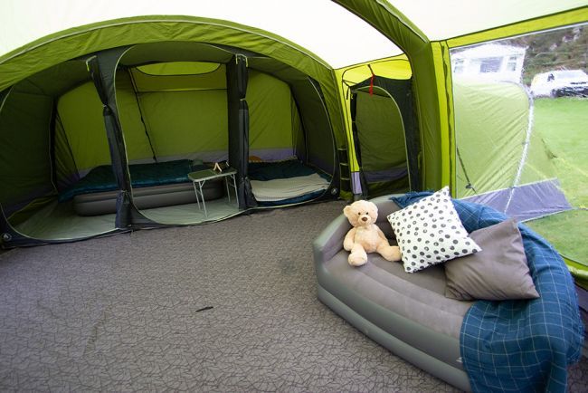 Giant Family Tent Has Blackout Bedroom Compartments and a Full Living Area - Vango Odyssey 8-Person Tunnel Tent