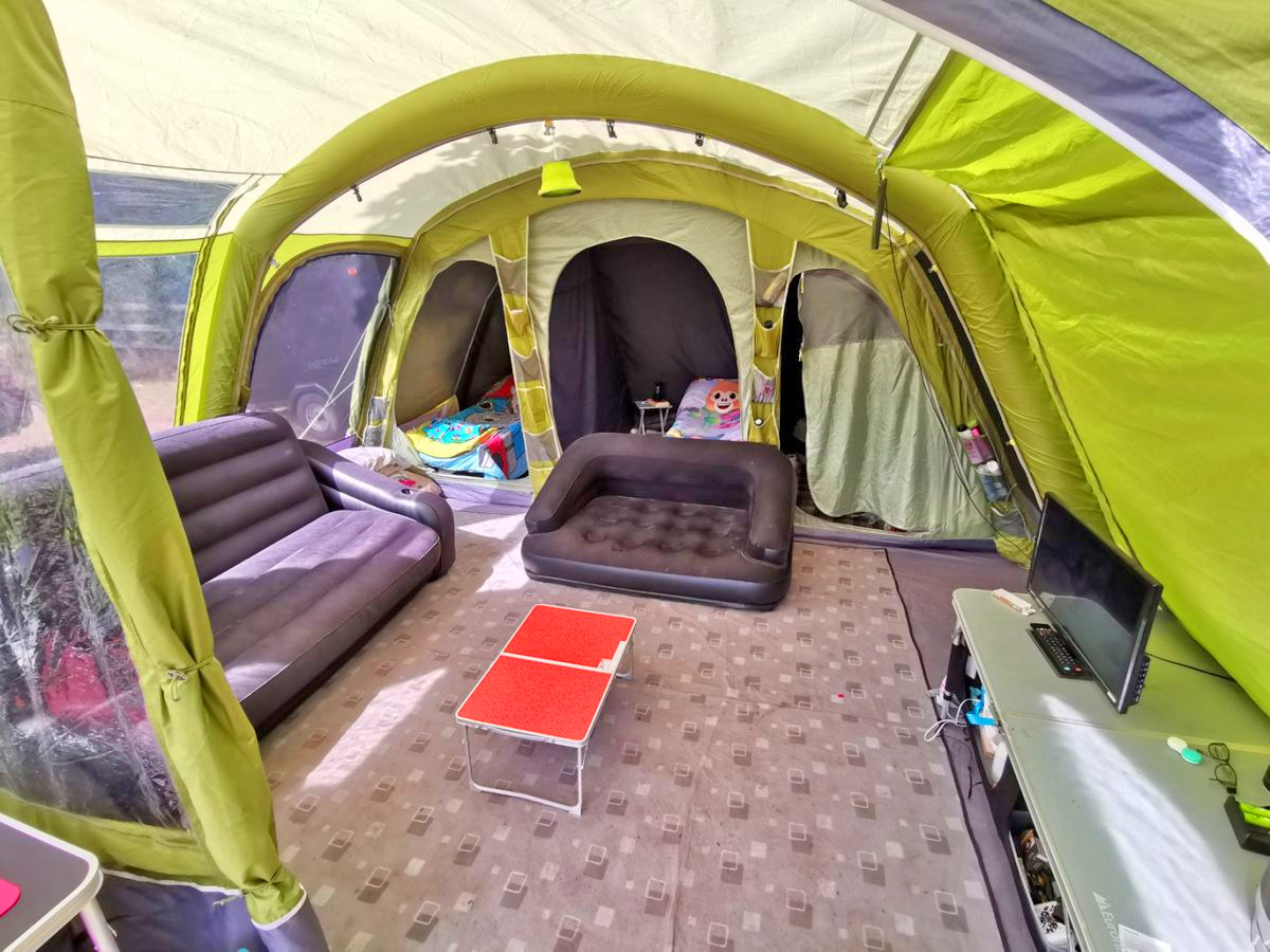 Giant Family Tent Has Blackout Bedroom Compartments and a Full Living Area - Vango Odyssey 8-Person Tunnel Tent