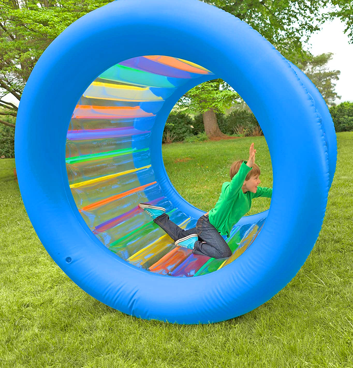 giant inflatable colorful rolling wheel