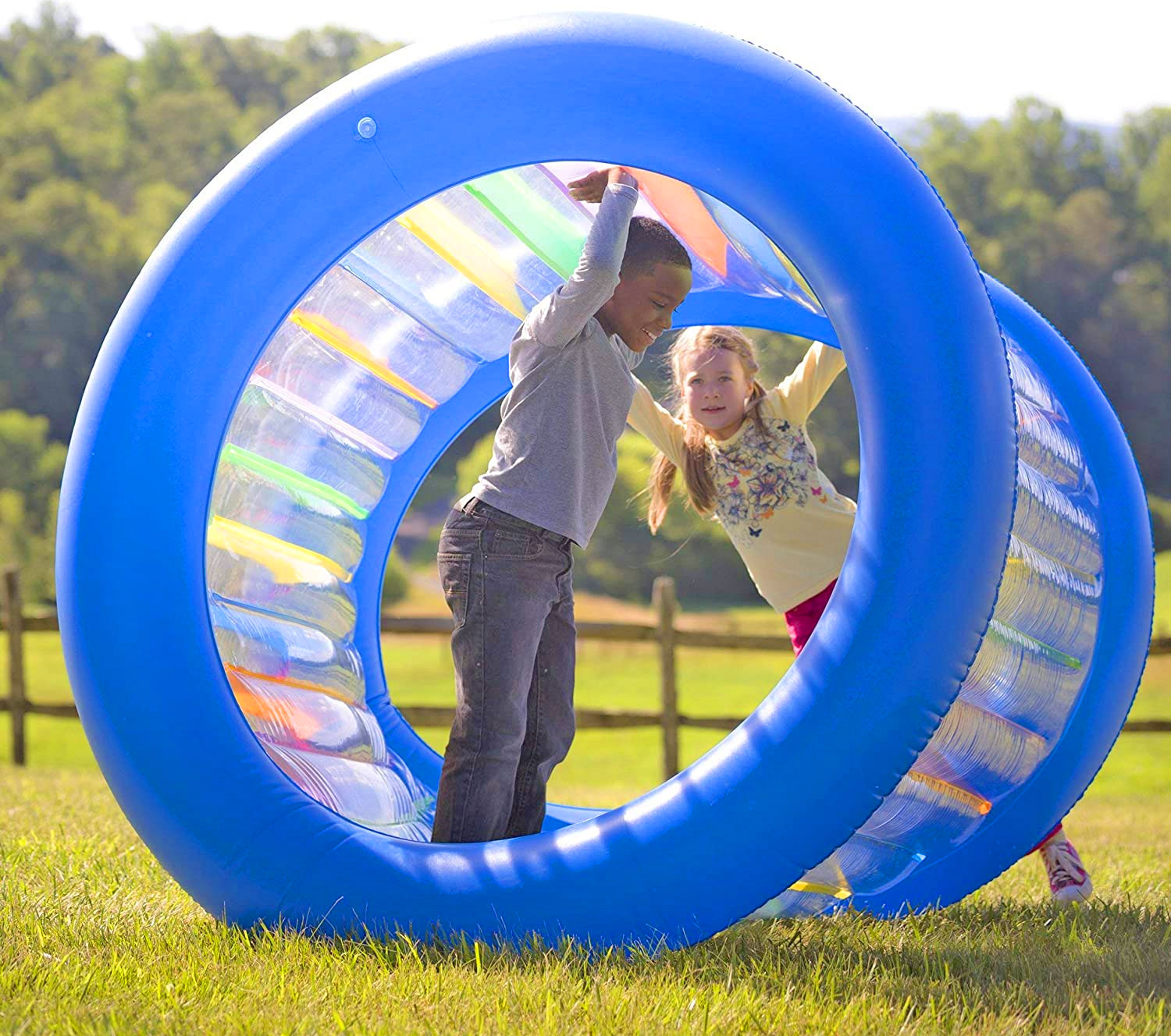 giant inflatable colorful rolling wheel