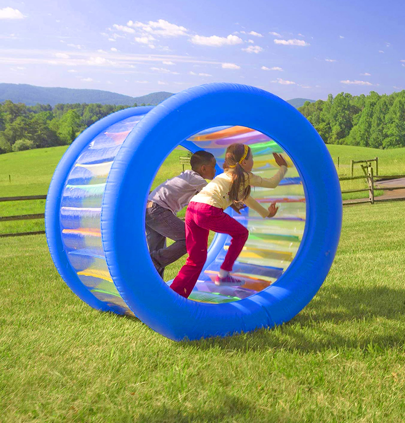 giant inflatable colorful rolling wheel