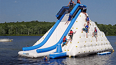 FunAir Glacier Extreme - Giant Lake Inflatable Rock Climbing Wall and Slide - Giant climbing wall for the lake