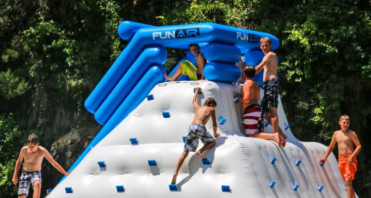 FunAir Glacier Extreme - Giant Lake Inflatable Rock Climbing Wall and Slide - Giant climbing wall for the lake