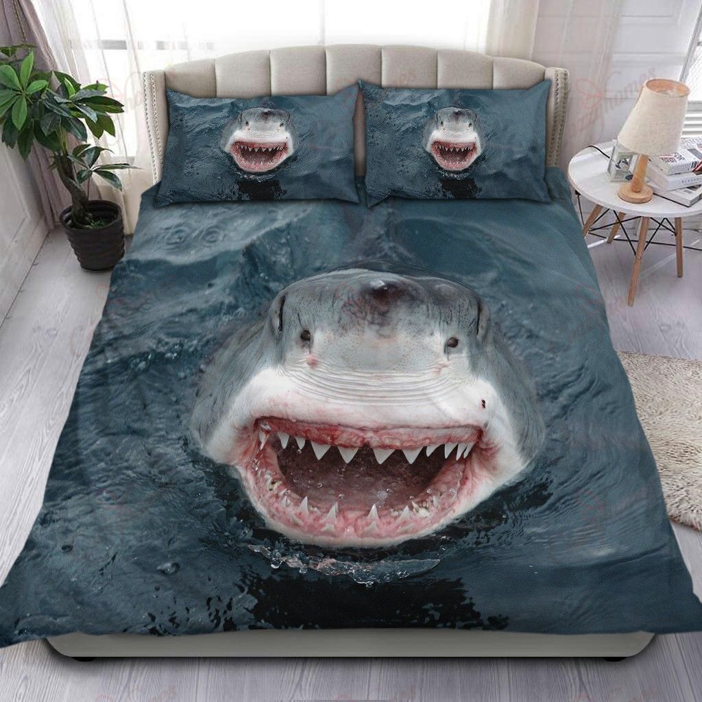 Creepy Scary Giant Shark Bite Bed Set Sheets