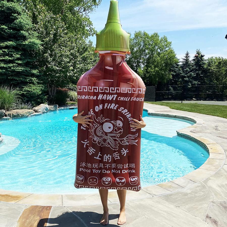 Giant Sriracha Bottle Pool Float