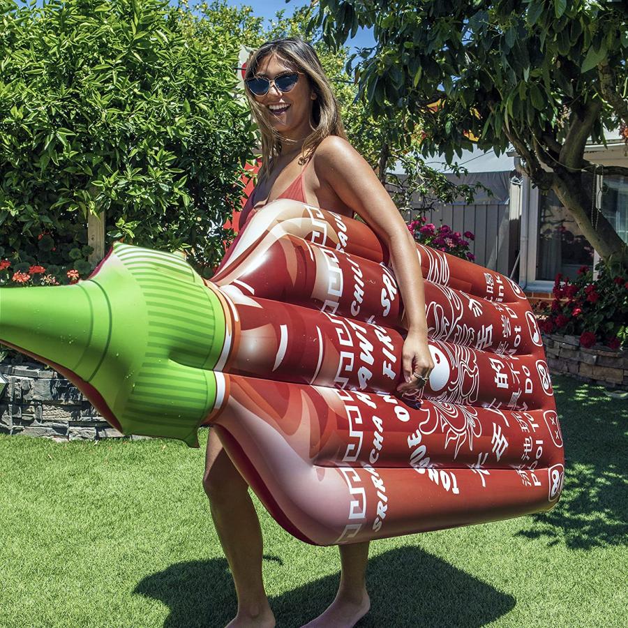 Giant Sriracha Bottle Pool Float